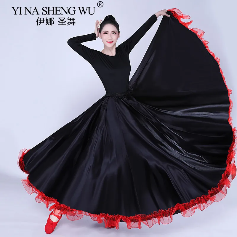2025 New Blue Gypsy Woman Spanish Paso Doble Flamenco Skirt Smooth Big Swing Carnival Party Ballroom Belly Dance Costumes