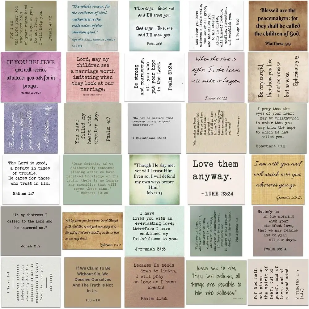 60Pcs Christian Bible Verse Says Vintage Stickers PVC Waterproof Laptop Stickers DIY Inspirational Motivational Quote Stickers