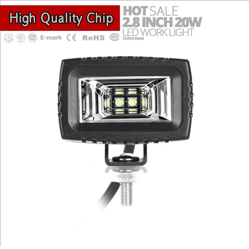 Work Light Bar 20W Flush Mount LED Flood Light Pod4X4 Offroad 12V Car Accesorios Motorcycle Flood Bulb Fog Lamp for Jeep SUV UTV