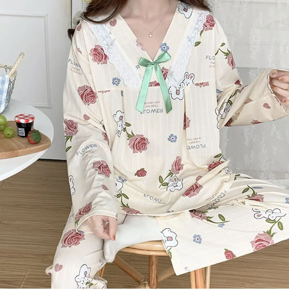 Plus Size 5XL 140KG Autumn Women\'s Pajamas Set Sleepwear for Sleeping Pyjamas Women Lingerie Korea set Women\'s Home Clothes