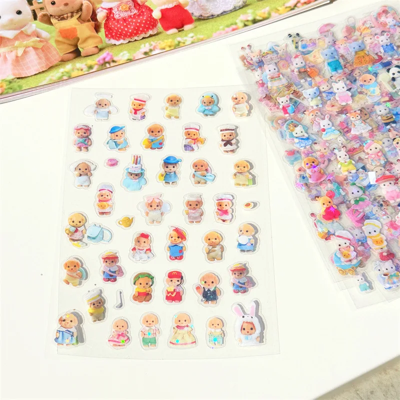 Adorable Sylvanian Families Stickers with Beautiful Pomeranian Puppy Nose for Luggage Decoration Material