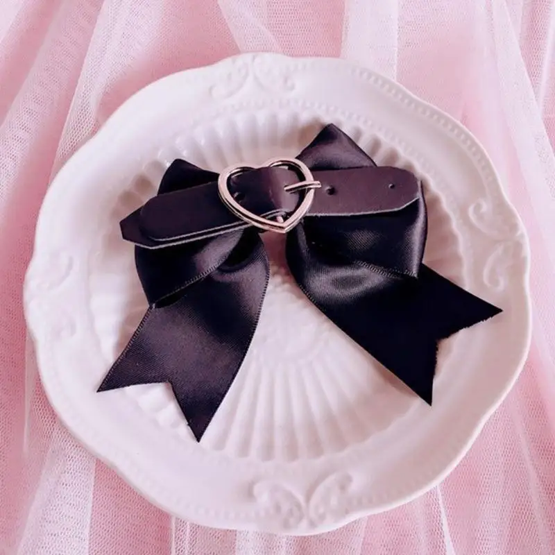 

50LE Bowknot Hairpins Hot Girls Punk Harajuku Hair Clip Halloween Ponytail Side Hair Clip with Chain for Woman Bangs