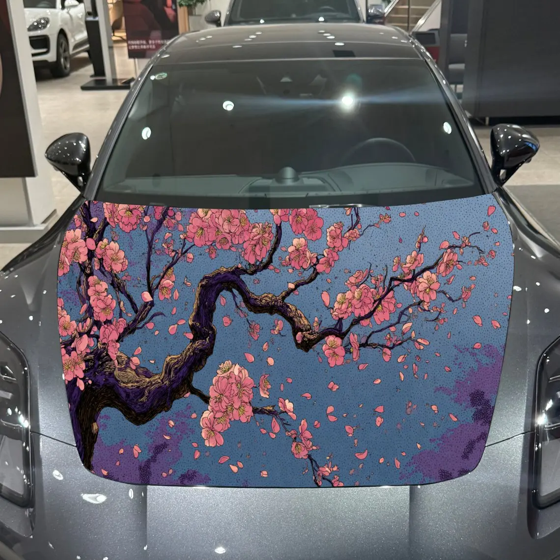 

Японский вишневый цвет романтического искусства ПВХ обертывания на капот автомобиля, самоклеящаяся водонепроницаемая наклейка на капот автомобиля, украшение автомобиля Prote