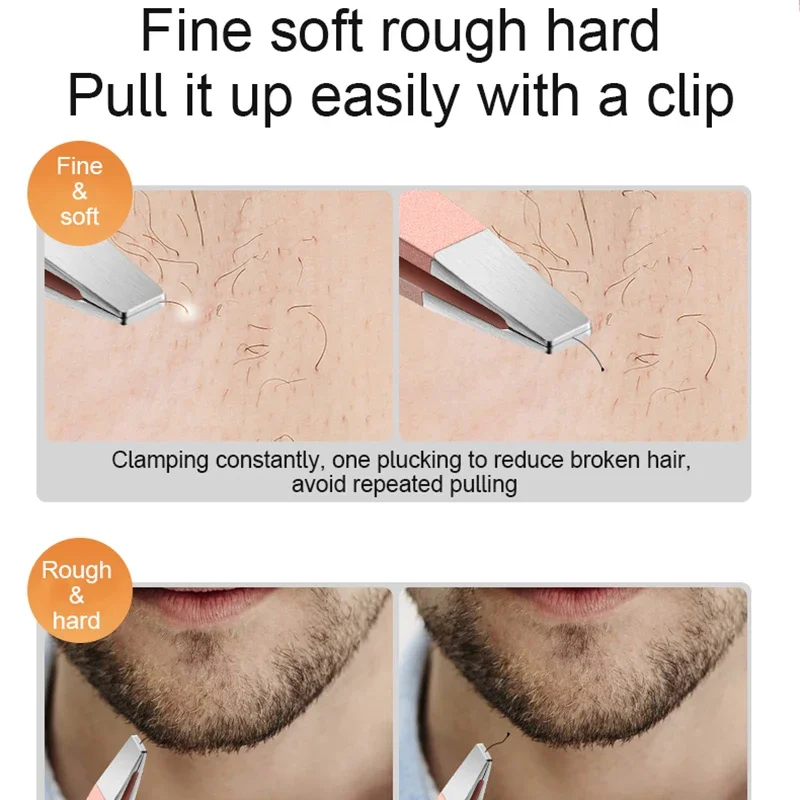 Pinça de aço inoxidável de precisão para sobrancelha, depilação facial, espinha, ponta inclinada, ponta angular, ponta pontiaguda