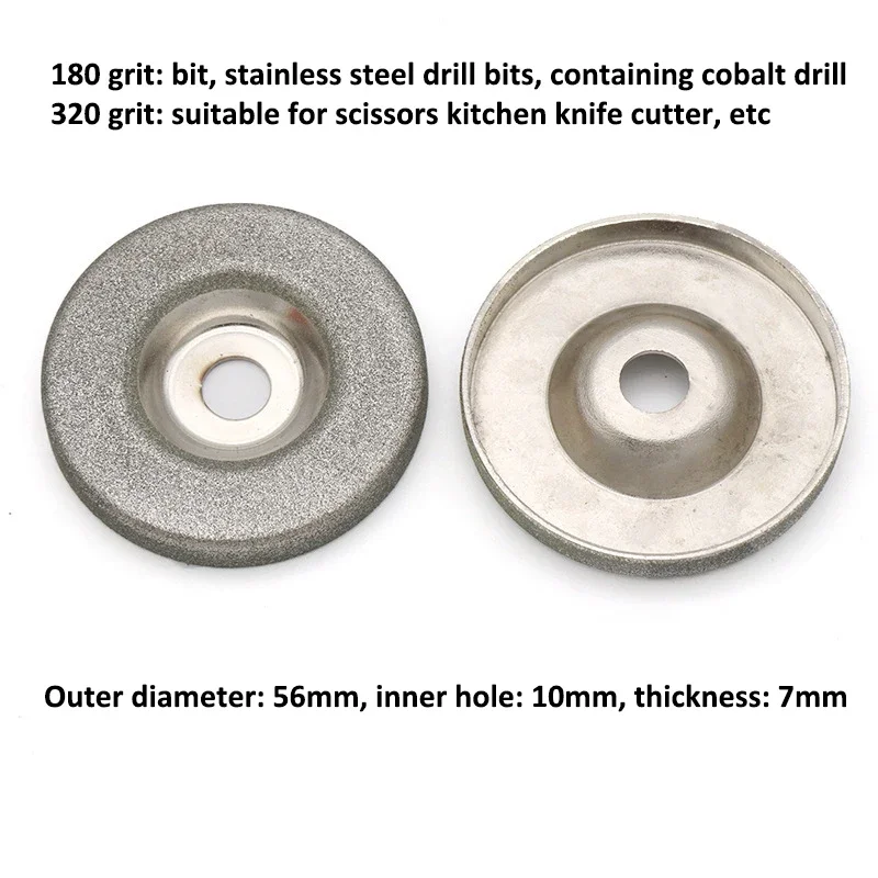 1 Uds. Cortador de fresado de esmeril con copa de muela de diamante de 49/56mm 180/320/600 #   Afilador de piedra, herramienta rotativa de rueda de corte y pulido