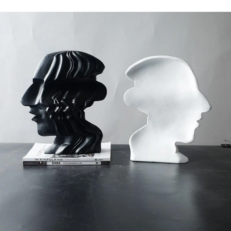 Heavy Shadows Human Face Statue Black/white Crafts Abstract Character Sculpture Desk Decoration Ornaments