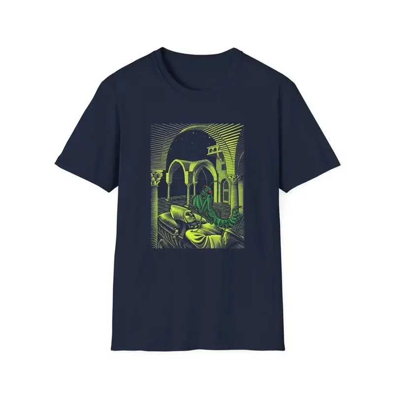 m c escher dream mantis religiosa wood engraving colorized T Shirt