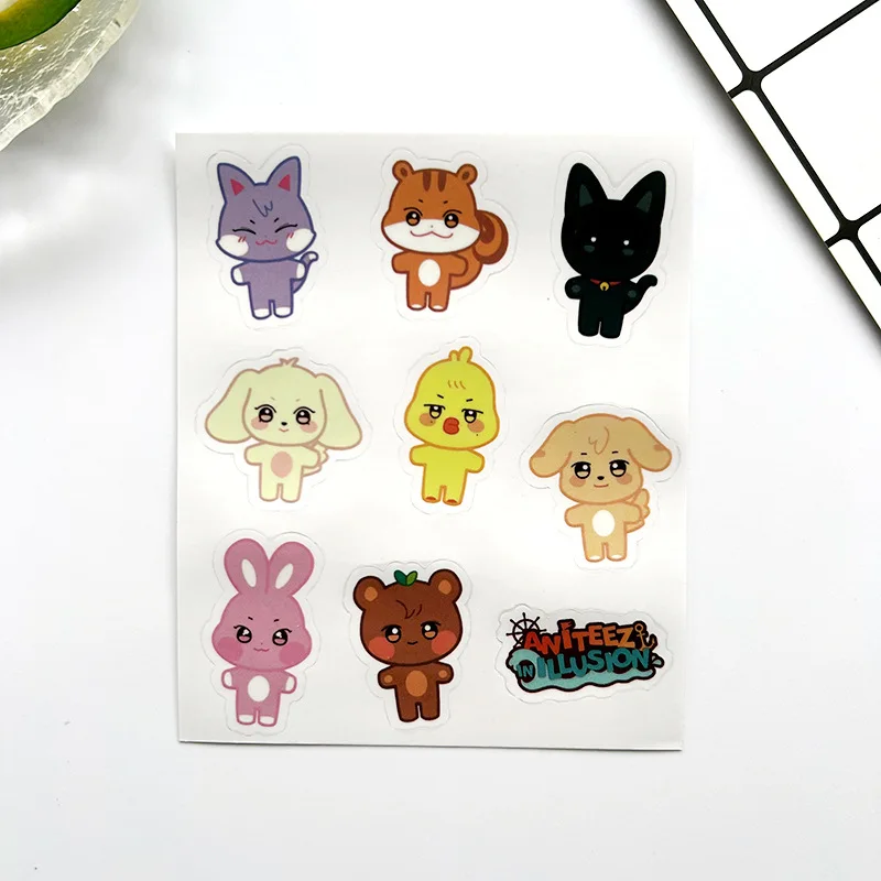Kpop ATEEZ ANITEEZ Mighteez PVC Cartoon Schöne Wasserdichte Aufkleber DIY Tasse Aufkleber Selbstklebende Aufkleber San Fans Sammlung