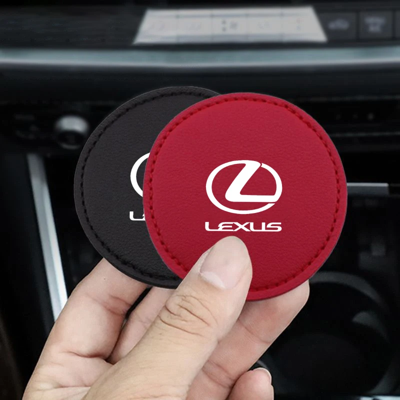 2pcs Leather Car Coasters Water Cup Mat Non-slip Pad For Lexus F SPORT ES RX NX LS UX LM LX GX LC RZ IS CT GS RC HS SC Accessory