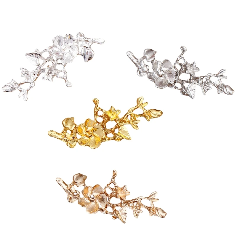 BoYuTe (20 Pieces/Lot) 20*44mm Flower Branch Alloy Materials Diy Hair Jewelry Accessories