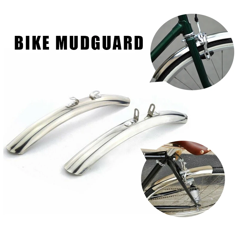 

1 Pair Road Race Bicycle Splash Guard 700C 27” Front Rear Stainless Steel Silver Mudguard Fender Cycling Parts Accessories Bike