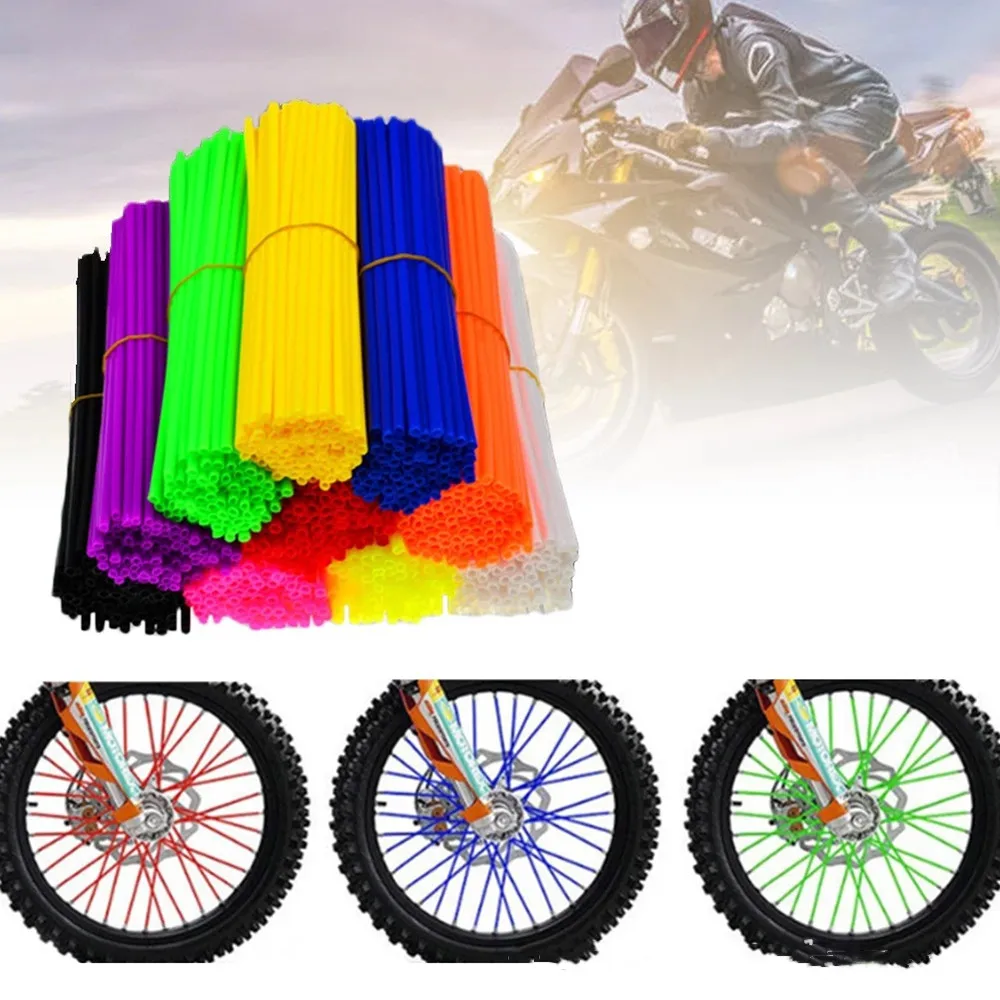 

For MX Motocross Dirt Pit Bike Enduro Supermoto Honda Suzuki 24CM New Motorcycle 72 PCS Wheel Rim Spoke Wrap Kit Skin Cover