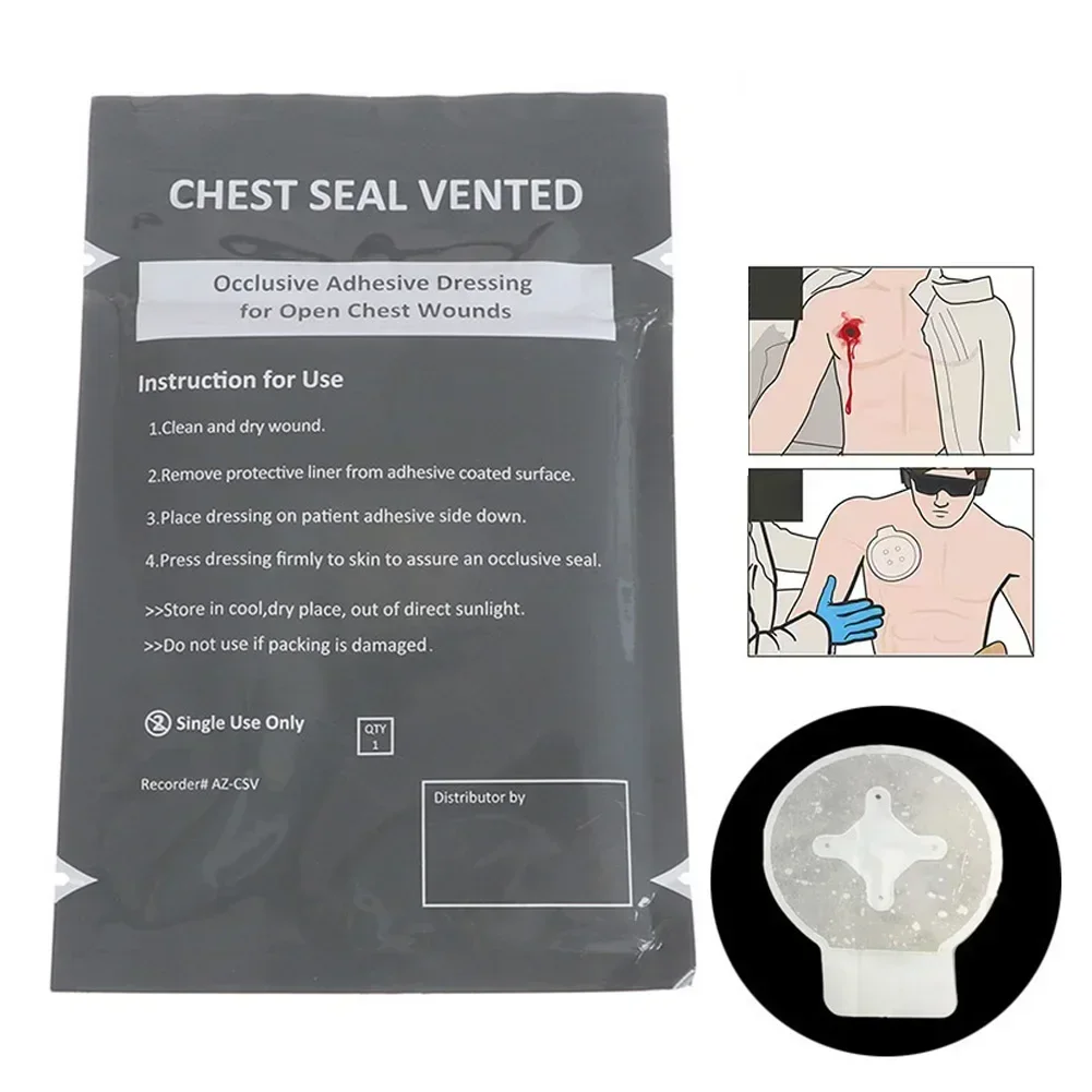 1PC Vent Chest Seal Life-Saving Wound Care for Emergency or Tactical Situation Advanced Adhesive Sterile Transparent Lightweight