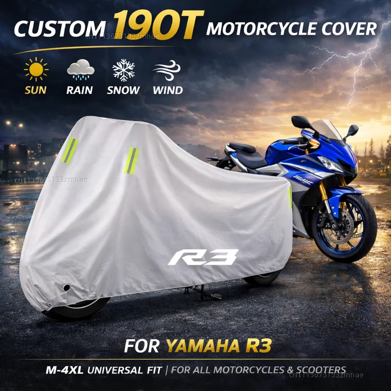 

Чехол для мотоцикла Yamaha YZFR3 YZF-R3 YZF R3 2015-2023 2022 2021 2020, водонепроницаемый, сверхпрочный, для улицы, защита от дождя, пыли и солнца