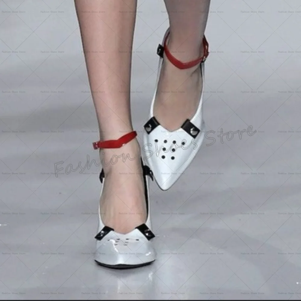 

White Hollow Out Pointed Toe Pumps Buckle Strap Women Shoes Stilettos High Heels Party Banquet Dating 2025 Zapatos Para Mujere