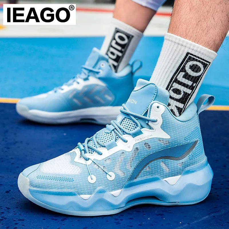 

IEAGO Men Women High Top Lace Up Gym Training Sneakers Couples Casual Basketball Running Shoes