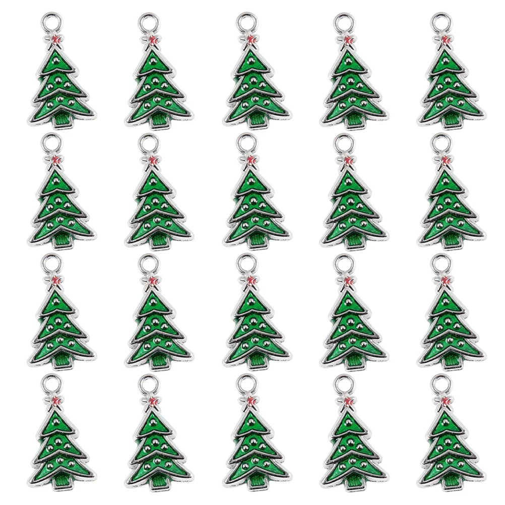 

20 шт. подвесок из сплава в виде рождественской елки для изготовления украшений своими руками, для ожерелий, брелоков, декоративных поделок