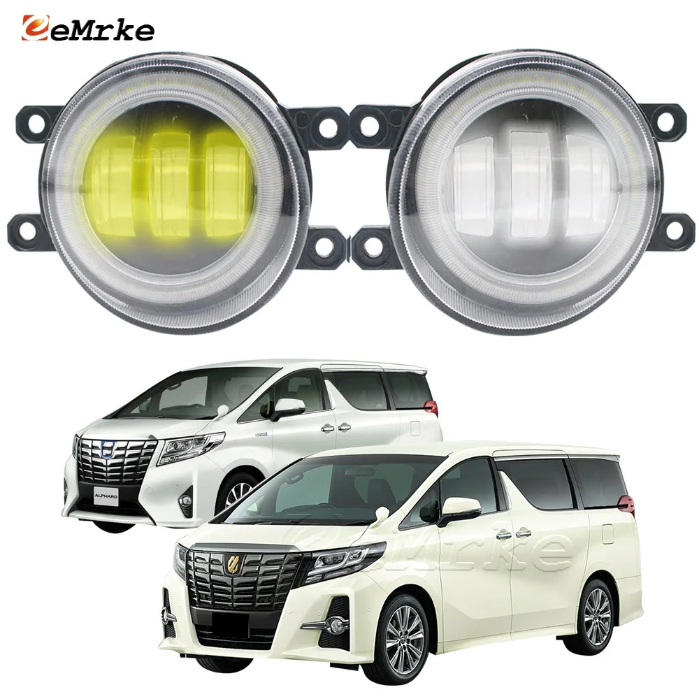 Led Fog Light Assembly for Toyota Alphard III AH30 2015-2017 Angel Eye DRL Yellow Turn Signal Lights Car Fog Drving Lamp Lens