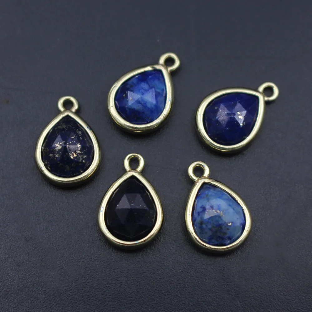 10pcs DIY Jewelry Accessories Tiny Teardrop Natural Blue Amazonite Moon Stone Pendant Charms DIY for Earrings Bracelet Making