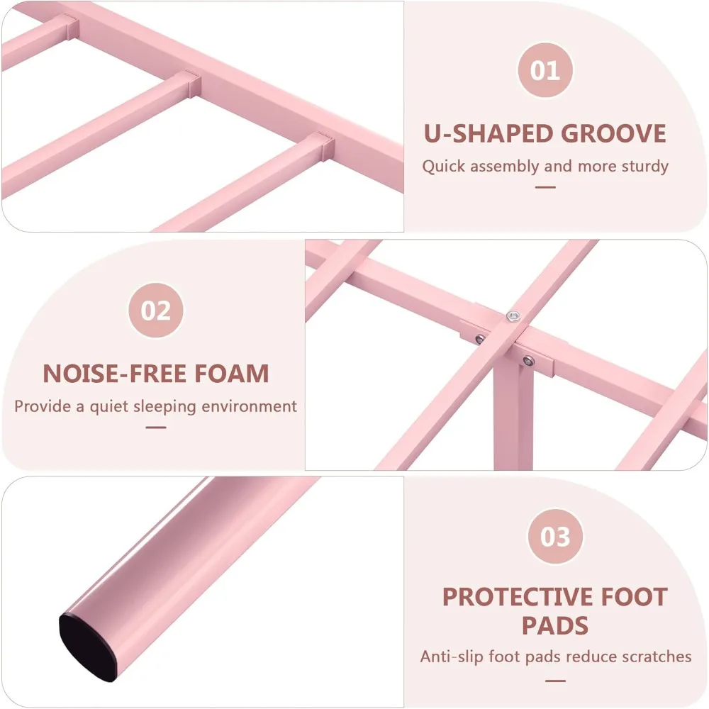 Queen Size Bed Frame, Heavy Duty Metal Slat Support, Platform Mattress Foundation, No Box Spring Needed, Easy Assembly