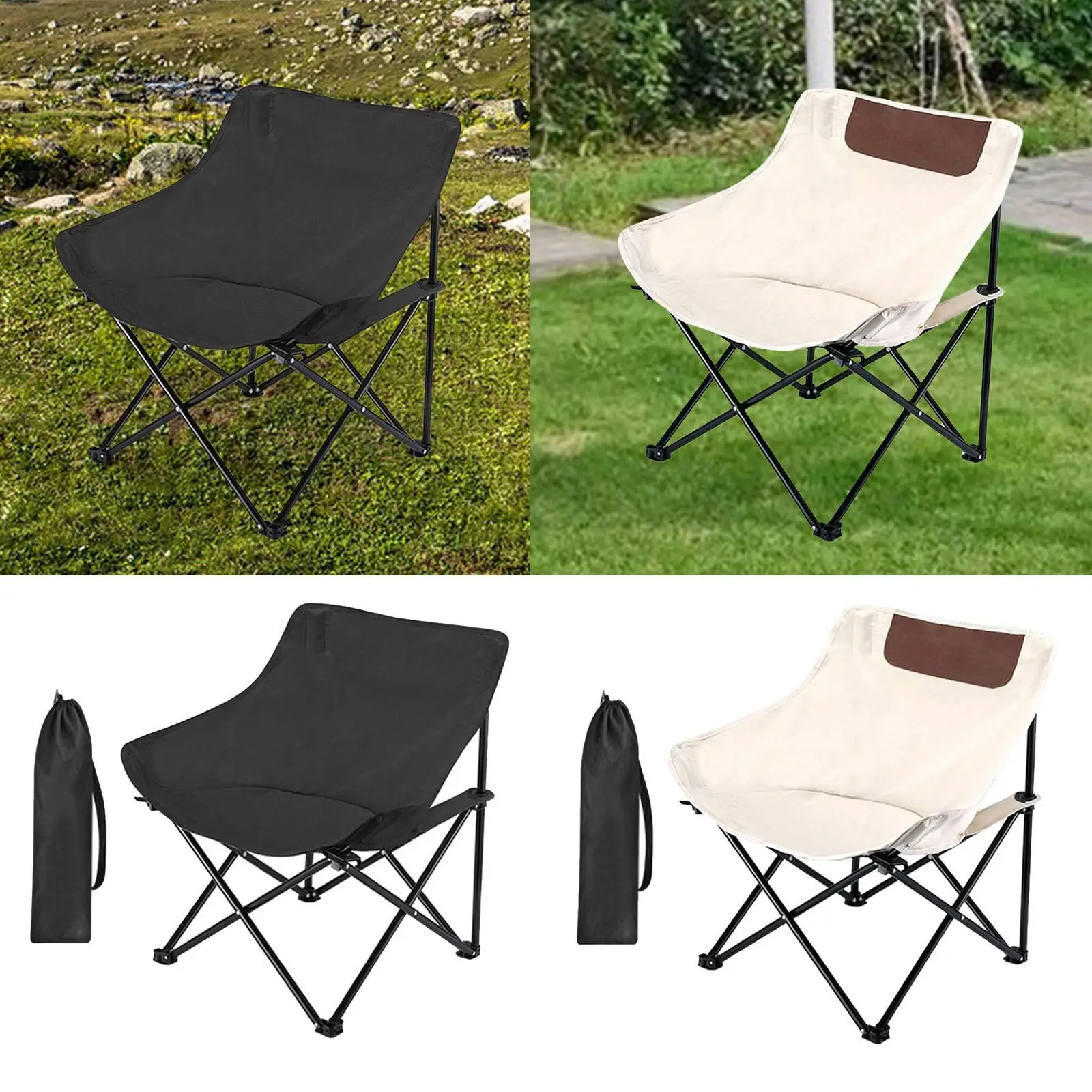 Folding Camping Chair Anti Slip 120kg Heavy Duty with Back Handle Folded Chair for Park Sporting Events Backyard Hiking Barbecue