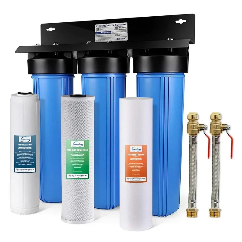 iSpring WGB32B-PB 3-Stage Whole House Water Filter System, Reduces Lead, Chlorine