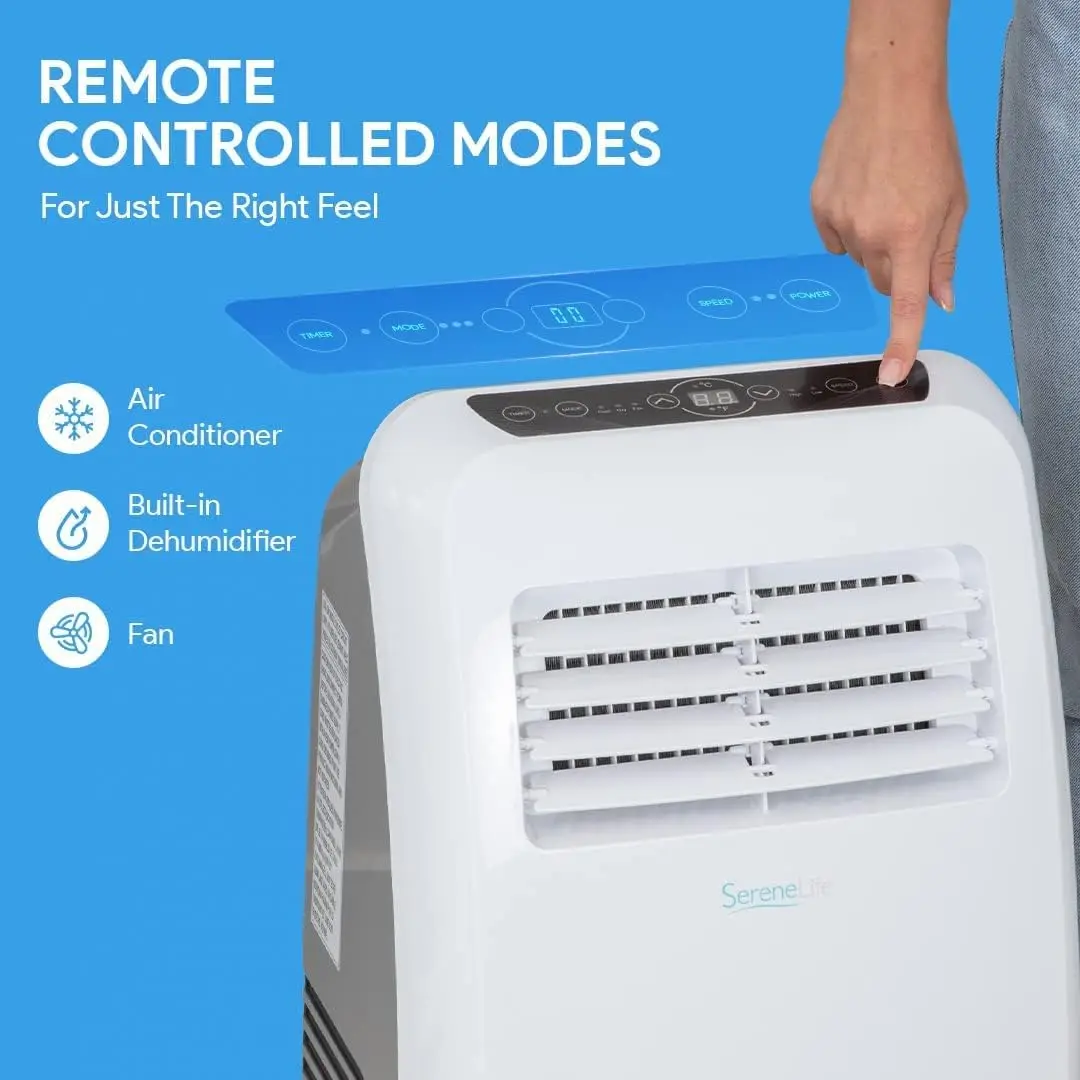 SereneLife SLPAC12.5 SLPAC 3-in-1 Portable Air Conditioner with Built-in Dehumidifier Function,Fan Mode, Remote Control