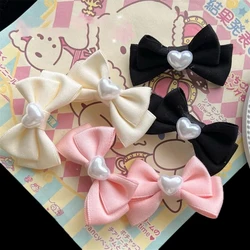 New Sweet Bow Heart Pearl Hair Clips Fashion Hair Ornaments Bangs Side Clip Duckbill Clip Hairpins Girly Heart Hair Accessories