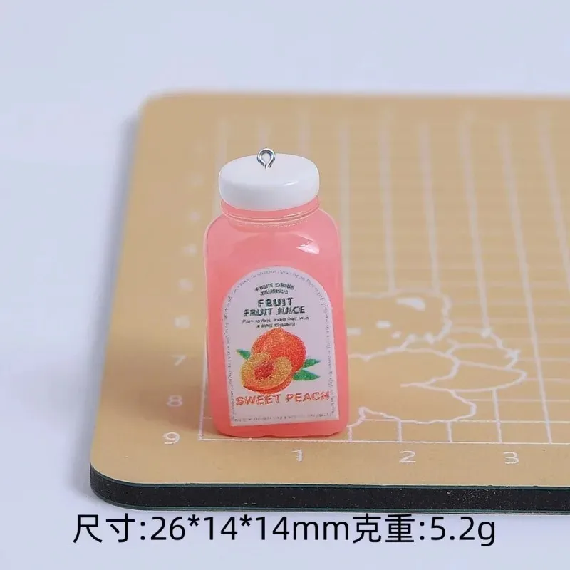 10Pcs Kawaii Mini 3D Cherry Orange Juice Bottle Resin Pendants Cute Drink Charms DIY Handmade Craft Supplies for Earrings - view 2