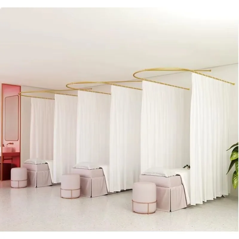 Affordable LuxuryBeauty Salon Wellness Center Curtain Iron U-shaped Partition Curtain Therapy Bed Screen Beauty Bed Enclosure Su