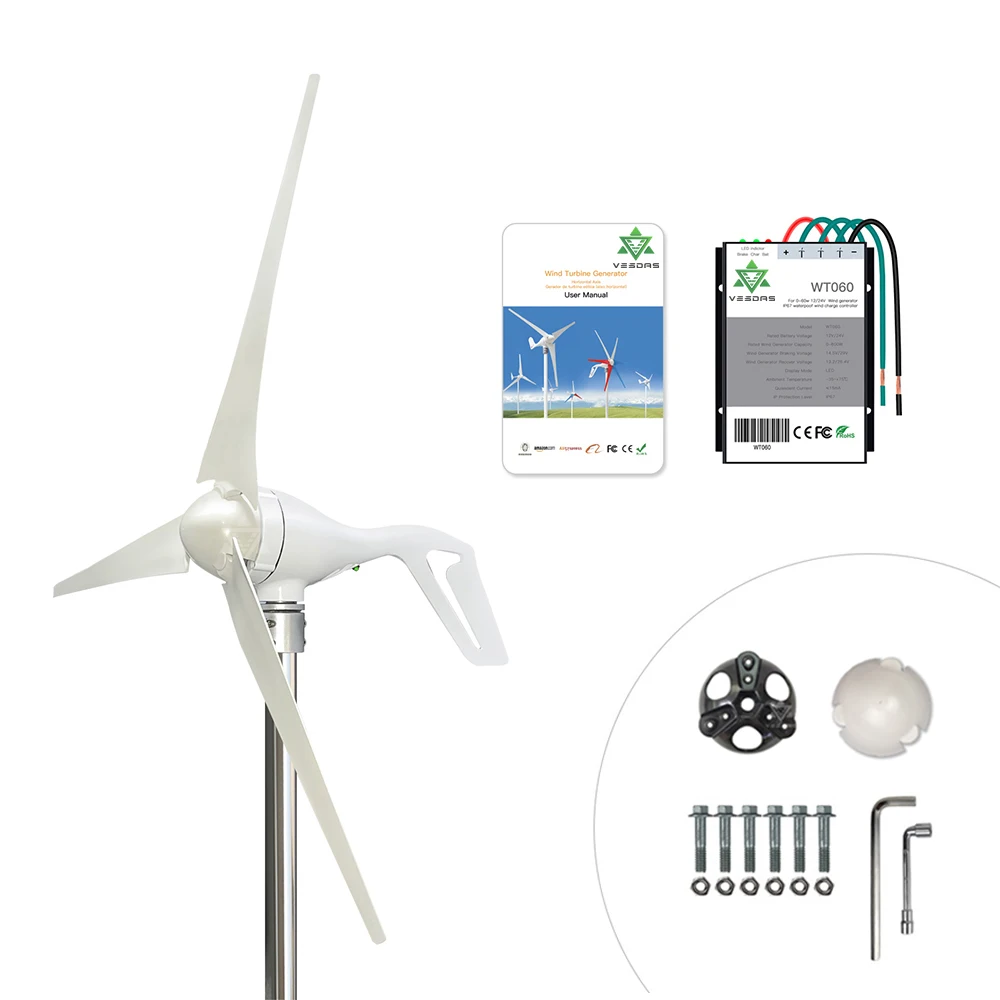 400W Wind Turbine Generator Kit Home Small Mini Windmill Wind for Charging 12V 24V Battery Marine Light Land