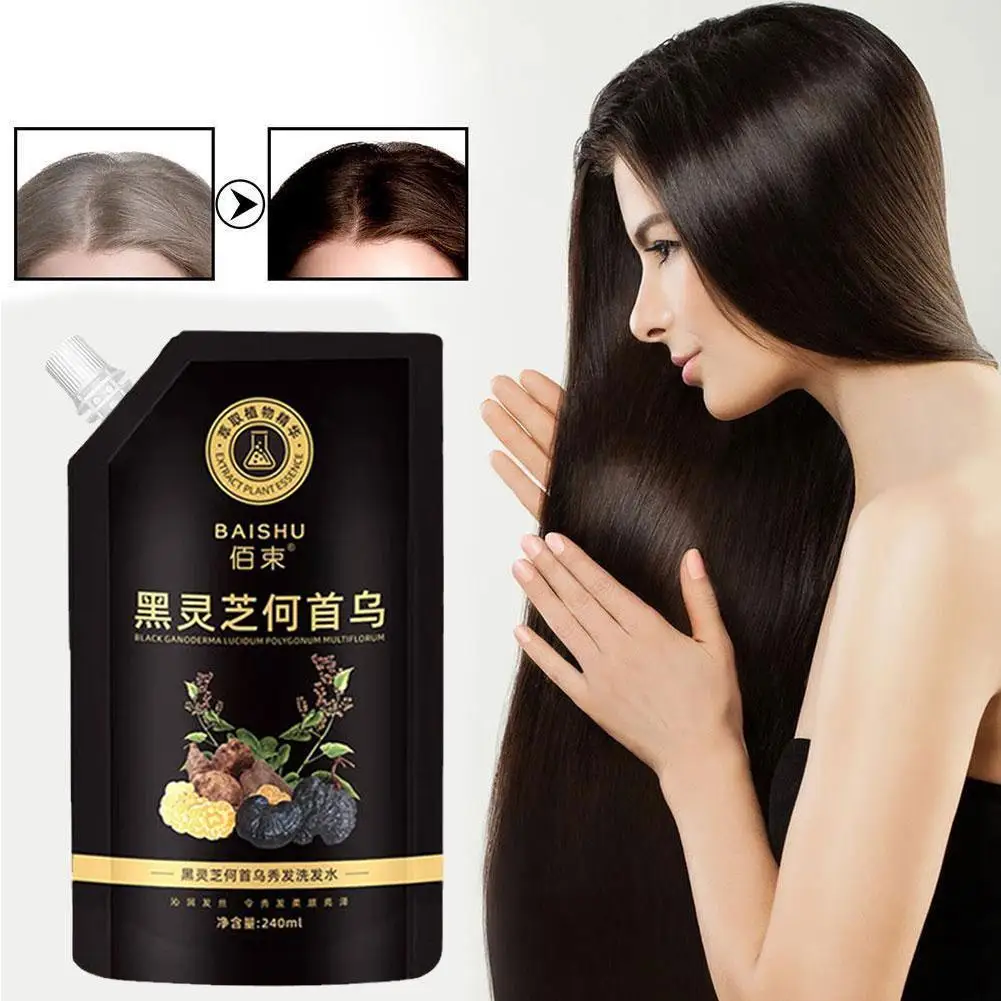 Polygonum Multiflorum Shampoo For White Hair Turns to Black Professional Blackening Growth Hair Nourishing Care Prevent Hair Los