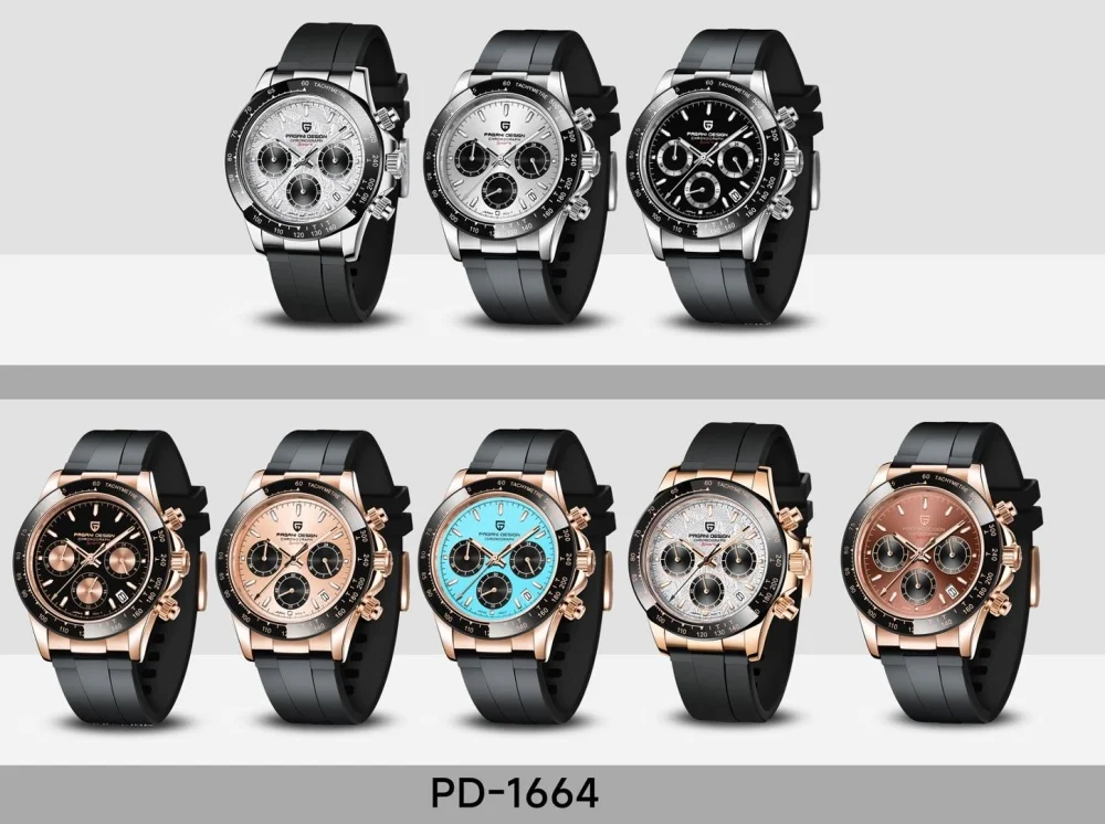 Original New PAGANI DESIGN PD-1664 / PD-1644 Japan VK63 Movt Quartz Wristwatches Sapphire Waterproof Chronograph Reloj Hombre