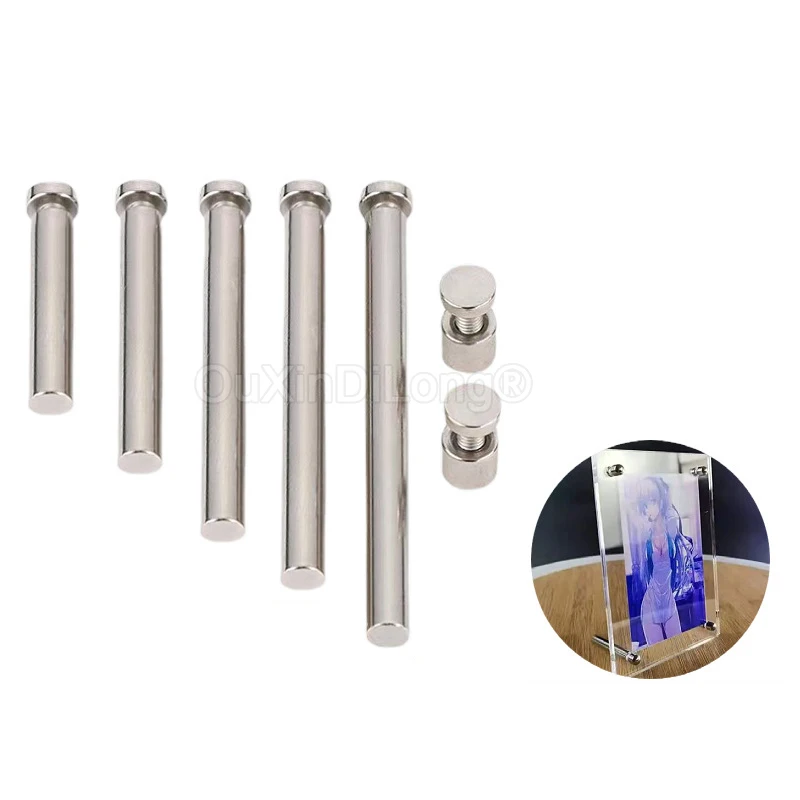 Wholesale 500PCS/LOT Solid Metal Advertising Nails Desktop Billboard Photo Frame Signage Standoff Pins Barrel Screws Clip Nails