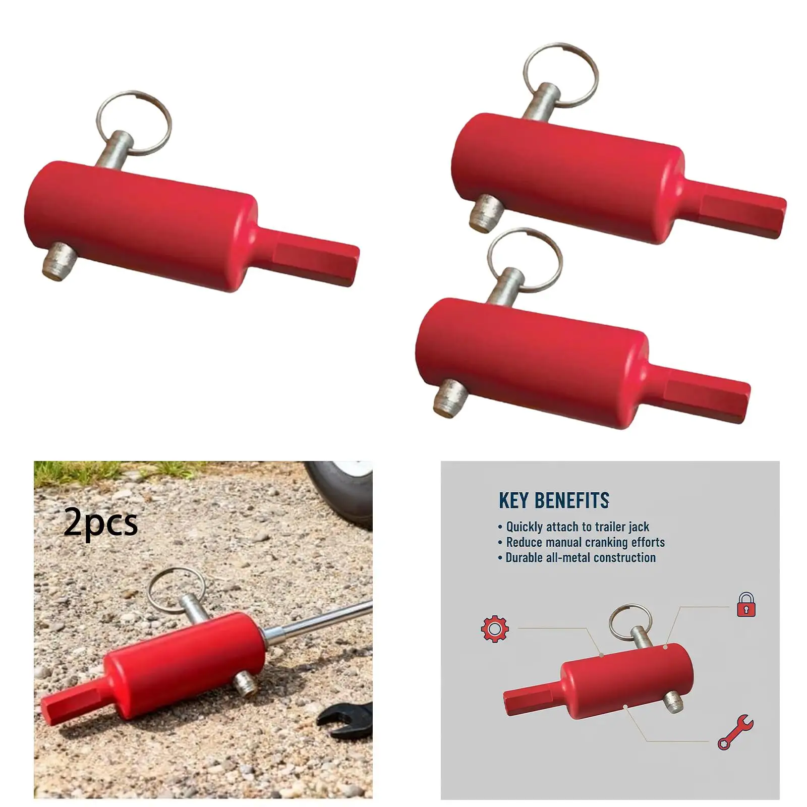 Trailer Jack Drill Adapter Sturdy Metal Converter Easy to Use for 1 Inch Handle Studs Professional Heavy Duty