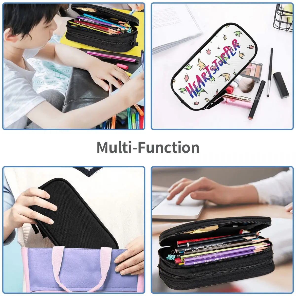 Heartstopper Logo - Bisexual Flag Pencil Cases Big Capacity Pen Bags Pen Box Pencil Pouch For Boys Girls Students Stationery