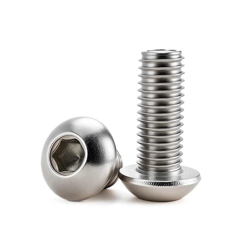Button Head Hex Socket Cap Screw M2 M2.5 M3 M4 M5 M6 Allen Bolt 304 Stainless Steel Hexagonal Black Carbon Steel Bolts ISO7380