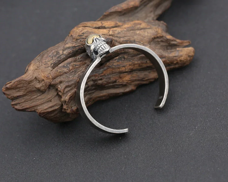 S925 sterling silver bracelet jewelry  Retro and vintage  High mountain fashion  Skeleton Men's Opening Bracelet