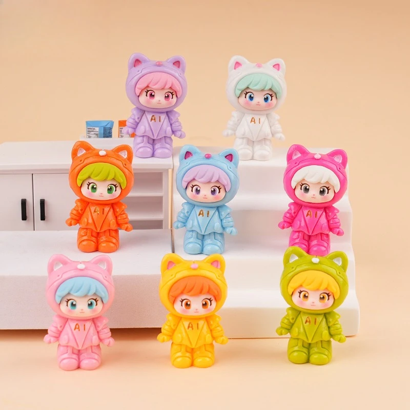 Cute AI Cat Girl Resin Figurines, Miniature Kawaii Potted Plant Home Decor, Cute Sitting Dolls, Micro Landscape Ornaments Gift
