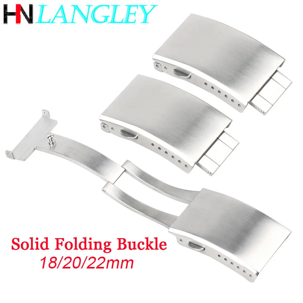 Solid 316L Stainless Steel Watch Band Folding Buckle 18mm 20mm 22mm Extended Double Push Butterfly Metal Watch Clasp Accessories