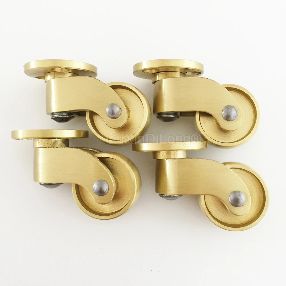 4PCS Pure Brass European Furniture Casters Table Chair Sofa Bar Cabinet Universal Wheels Furniture Rollers Pulleys Loading 60KG