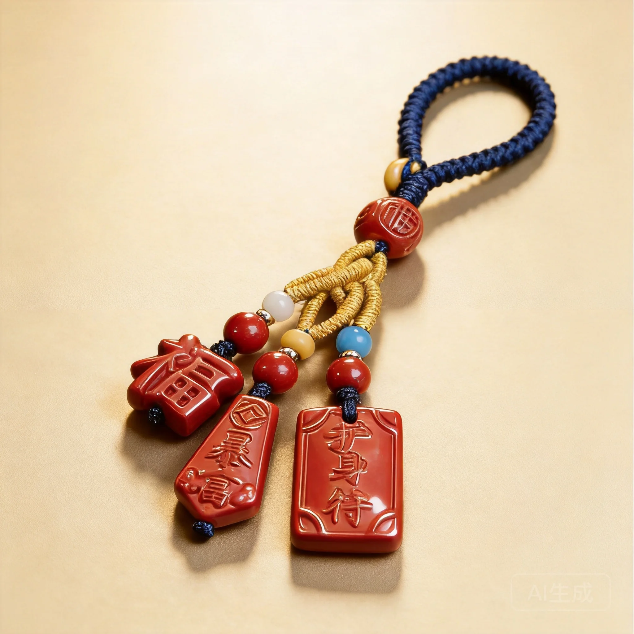 

Chinese Style High Purity Cinnabar Lucky Blessing Pendant Traditional Peace Fortune Amulet Keychain Bag Hanging Ornament Feng