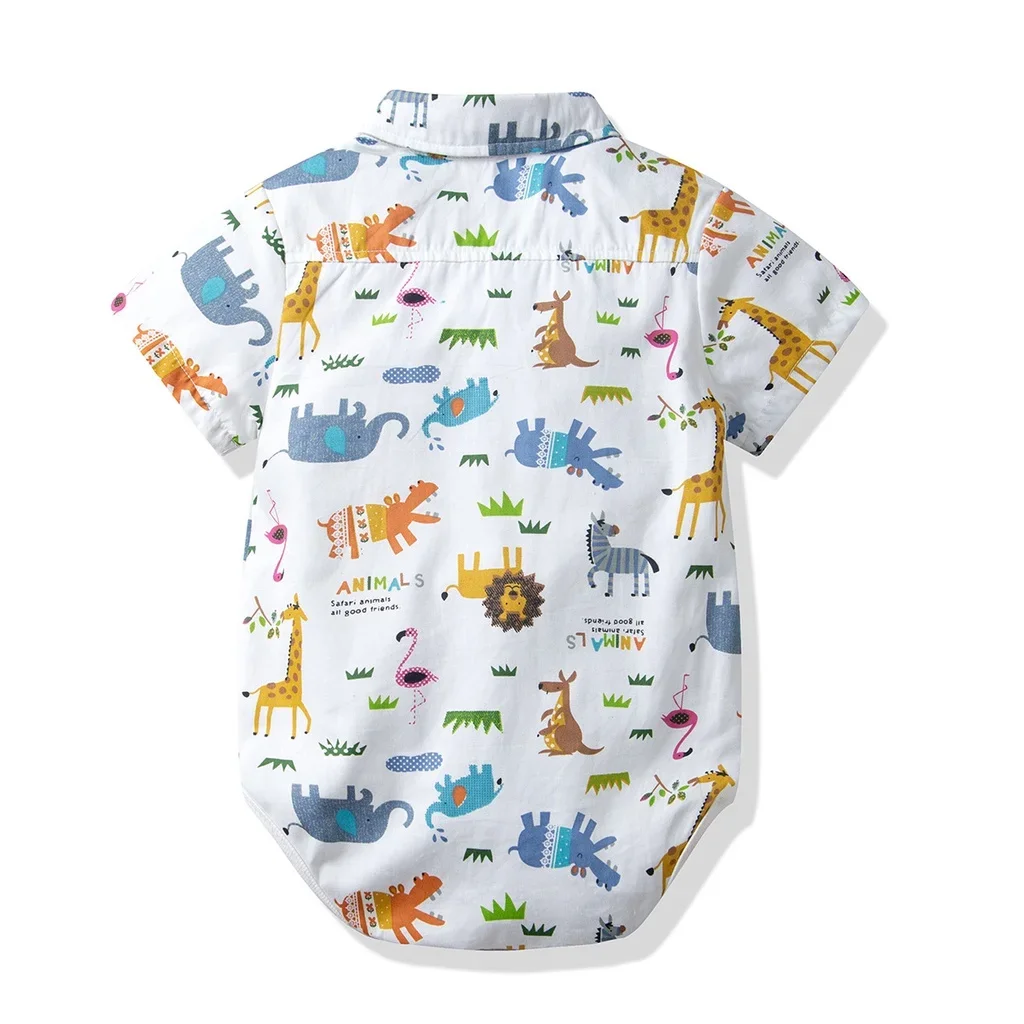 Costume de safari de la jungle pour bébé garçon, vêtements d\'animaux pour enfants, barboteuse imprimée, costume de batterie, pantalon à bretelles