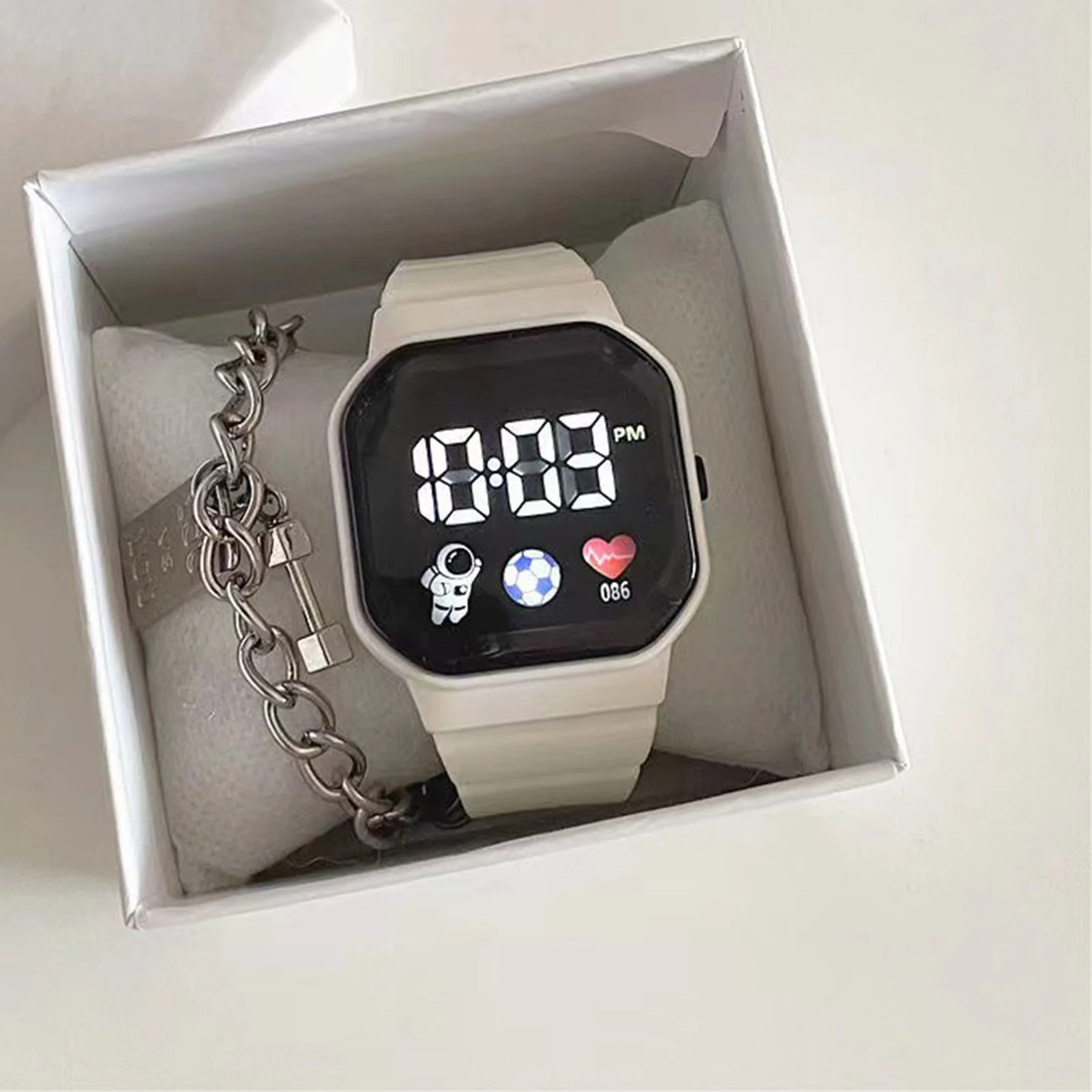 Reloj cuadrado LED para estudiantes, reloj cómodo de llevar, 43mm de diámetro, múltiples opciones de Color