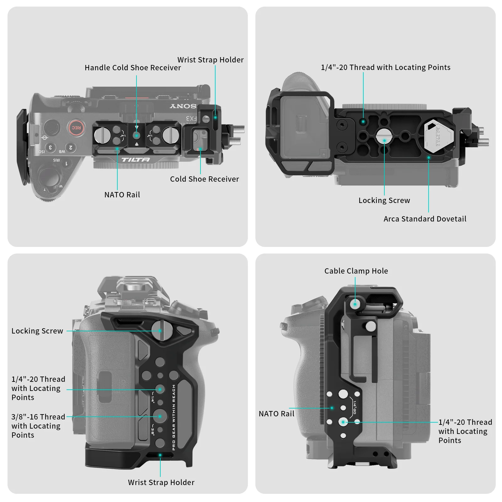 TILTA for Sony FX3 FX30 Camera Cage Armor Pro Kit Light Basic Full Cage Tactical Suit Anti Scratch TA-T16-FCC Full RIG