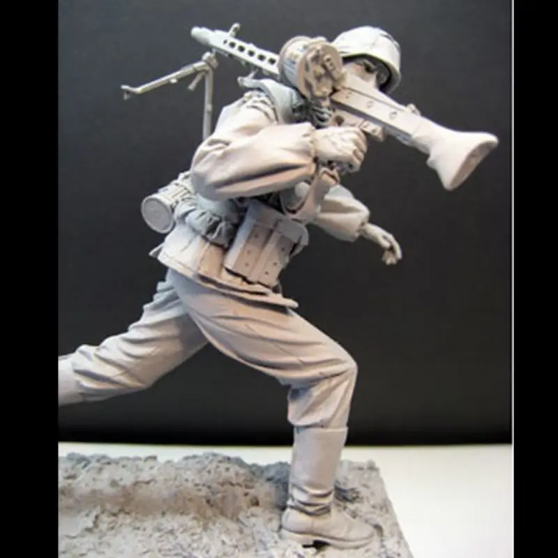 

1/16 Resin Soldier Normandy War Machine Gunner Military Micro Miniature Figure 3d Printed White Model Toy Unassembled Unpainted