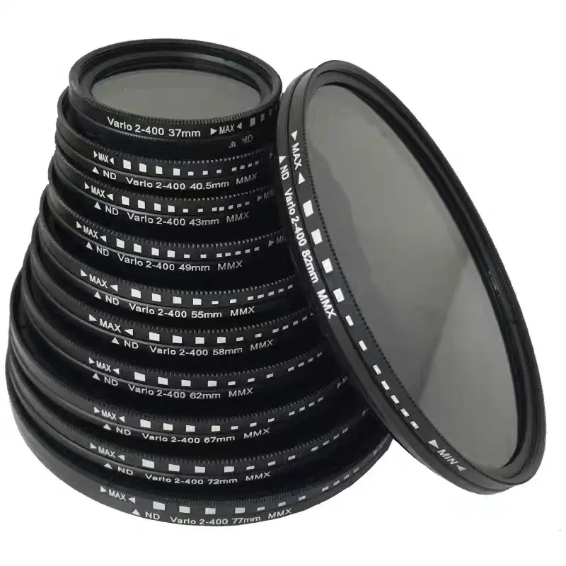 Lightdow-ND2-400 Filtro ND variável, filtro de lente ajustável, 52mm, 55mm, 58mm, 62mm, 67mm, 72mm, 77mm, 82mm, ND2, ND4, ND8, ND16, ND400