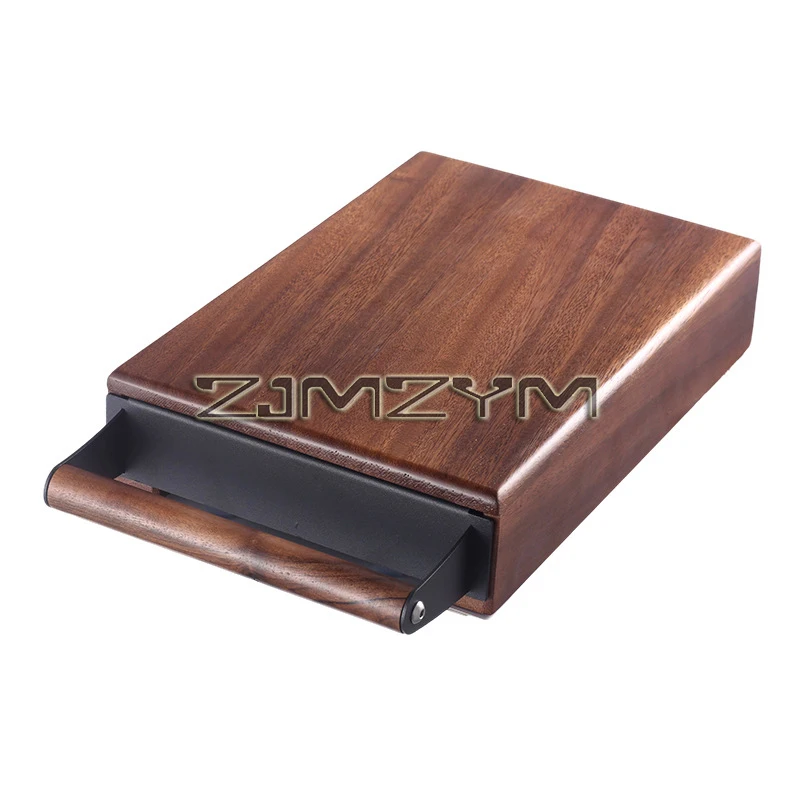 1 Pc Walnut Coffee Knock Box Espresso Knocker Drawer Thickened Coffee Residue Powder Box for Coffee Bar Knock Box
