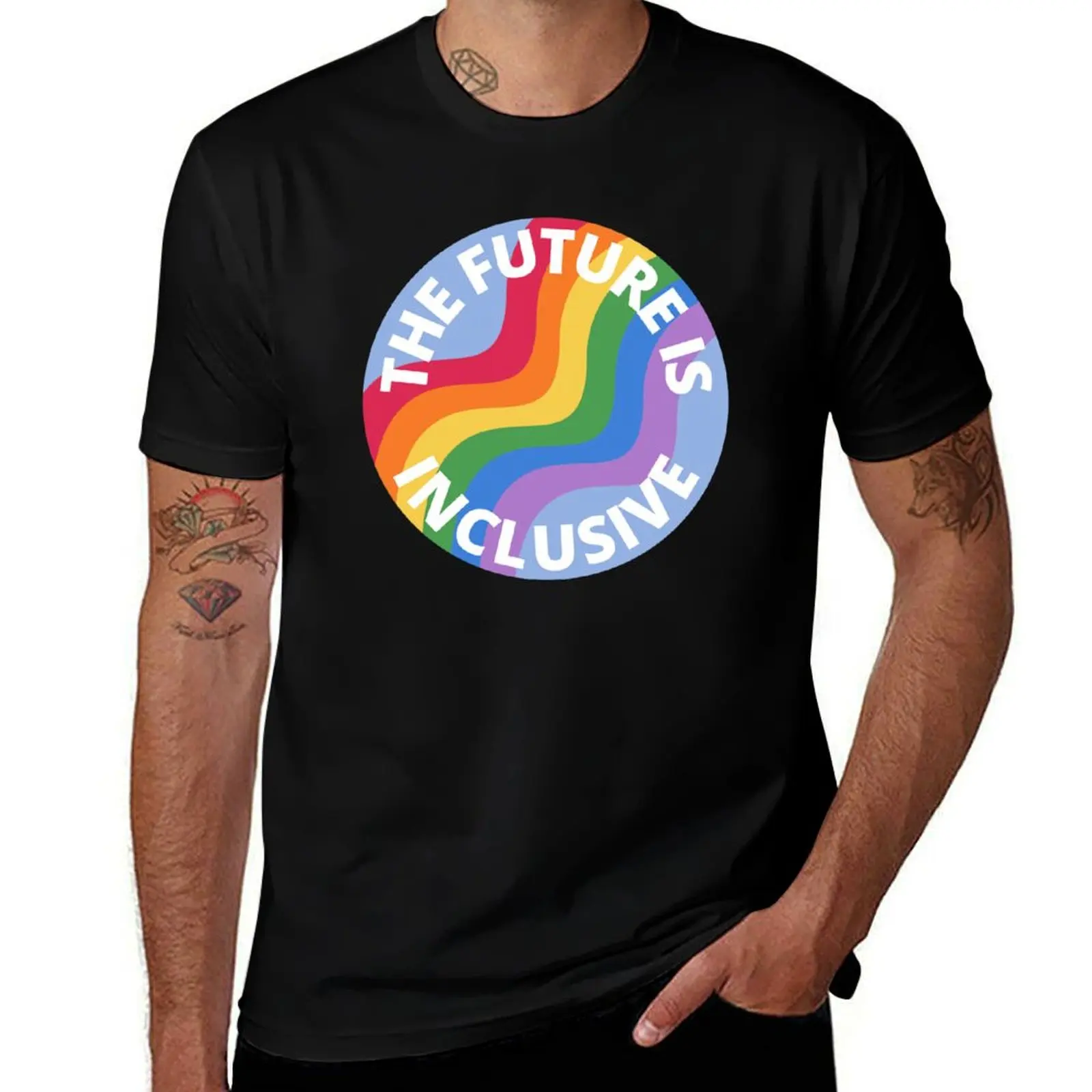 The Future Is Inclusive Pride Rainbow Blue T-Shirt cotton t shirts high quality T-Shirt