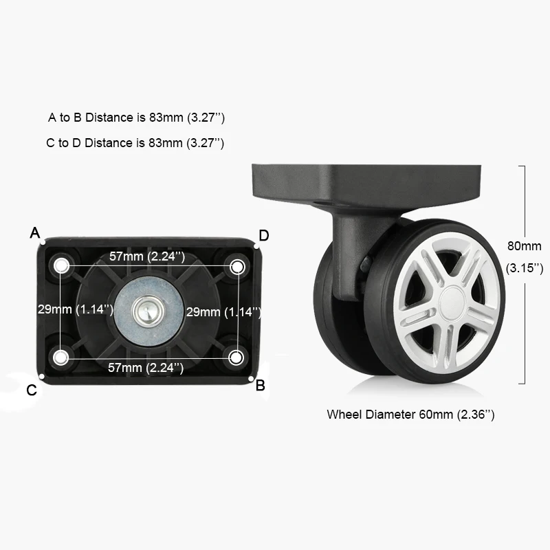 Brand New 1Pair Travel Luggage Suitcase Universal Wheels Spinner Casters DIY Repair Parts